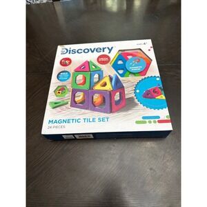 Discovery Kids Magnetic Tile Set 24 Pieces STEM Building Toy 3D Models Ages 4+
